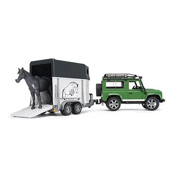 Bruder Land Rover s prívesom na prepravu koní vrátane 1 koňa (4001702025922)