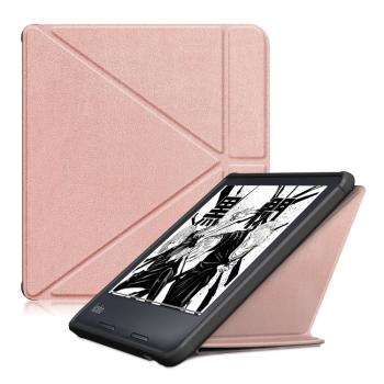 LEATHER Zaklápací kryt pre Kobo Libra Colour ružový