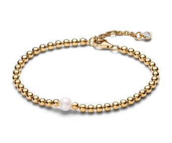 Pandora Pozlátený korálkový náramok Perla Timeless Shine 563173C01 18 cm