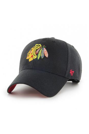 Čiapka 47 brand NHL Chicago Blackhawks čierna farba, s nášivkou, H-BLPMS04WBP-BKA