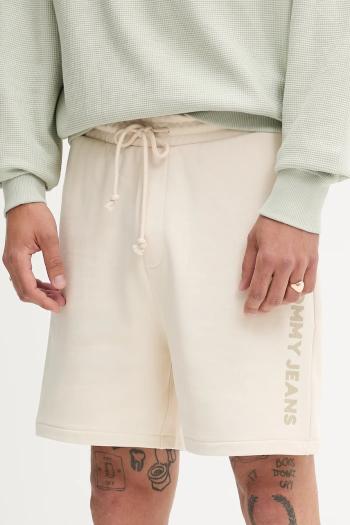 Bavlnené šortky Tommy Jeans béžová farba, DM0DM21781