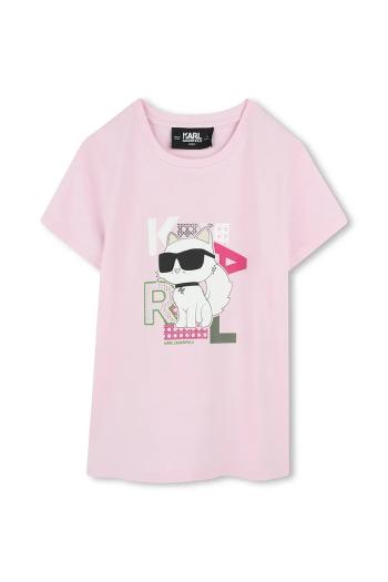 Detské bavlnené tričko Karl Lagerfeld ružová farba, Z30491
