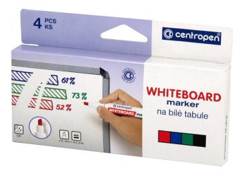 Značkovač Centropen 8569/4 na biele tabule 4 farby klinový hrot 1-4,5mm