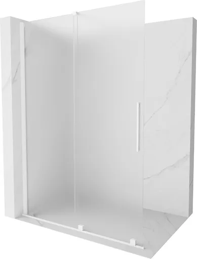 MEXEN/S - Velar Sprchová zástena posuvná Walk-in 140 x 200, dekor 8 mm, biela 871-140-000-33-20