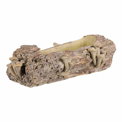 Obal betónový - kvetináč, drevo s hríbami, 41 x 19 x 13 cm, hnedá, 41 cm