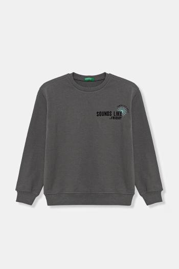 Detská bavlnená mikina United Colors of Benetton šedá farba, s potlačou, 3UNIC10O3