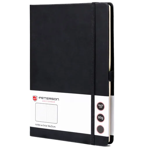 Čierny zápisník A5 s čiarovaným papierom a tvrdou väzbou