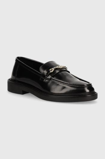 Kožené mokasíny Steve Madden Huddles dámske, čierna farba, na plochom podpätku, SM11002911