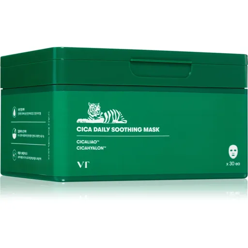 VT Cosmetics Cica Daily Soothing Mask intenzívne hydratačná pleťová maska s upokojujúcim účinkom veľké balenie 30 ks