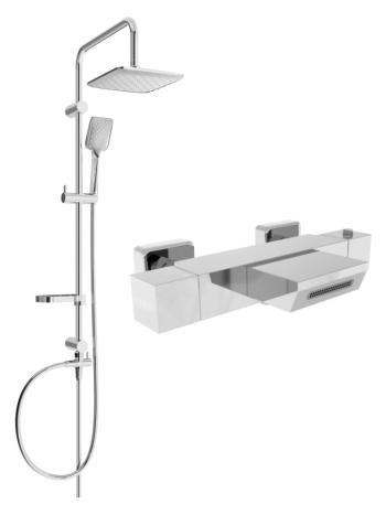 MEXEN/S - Sven sprchový stĺp vrátane vaňovej termostatickej batérie Cube, chróm 77360262-00