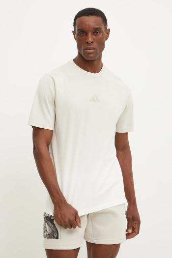 Bavlnené tričko adidas ALL SZN Dip Dye pánske, béžová farba, jednofarebné, JJ3696
