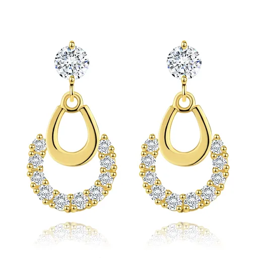 Náušnice 14K zlato s motívom podkovy a zirkónmi