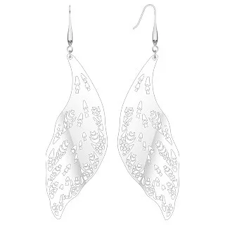 Vyrezávané oceľové náušnice - podlhovastý list