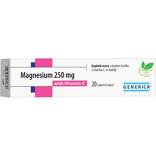 GENERICA Magnesium citrát 250 mg s vitamínom C 20 šumivých tabliet