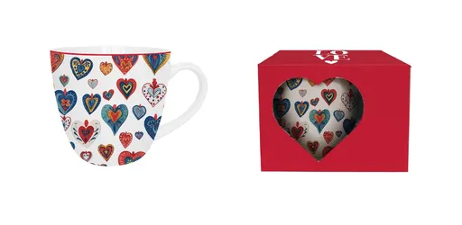 DUO - Hrnček 460ml COLORFUL HEARTS 3, v darčekovej krabičke, porcelán