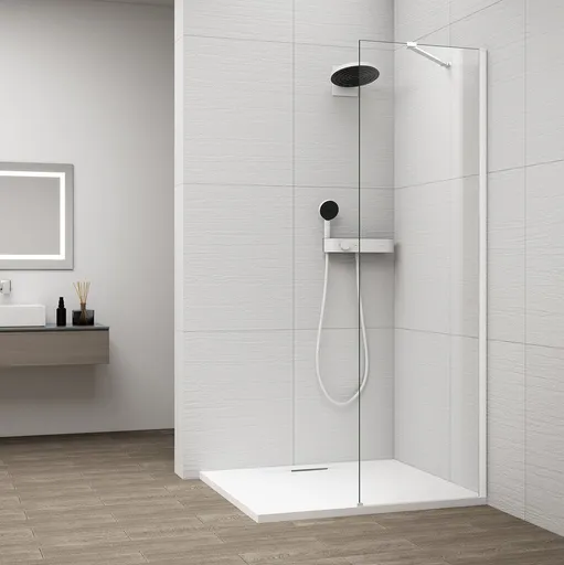 POLYSAN - ESCA WHITE MATT jednodielna sprchová zástena na inštaláciu k stene, číre sklo, 300  ES1030-03