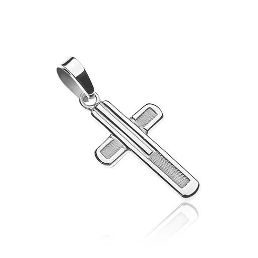 Krížik zo striebra 925 - lesklý lem po obvode, štruktúrovaný stred