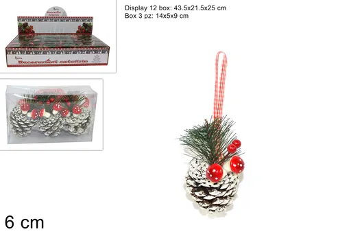 MAKRO - Šiška s hríbami a bobuľami, 6 cm, sada 3 kusy