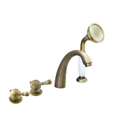 Vaňová batéria RAV Slezák LABE so sprchovacím setom stará mosadz L076.0PSM