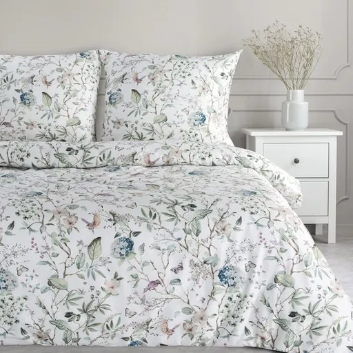 ArtFir Obliečky na jednolôžko SPRING 56 | biela/zelená 140 x 200 cm