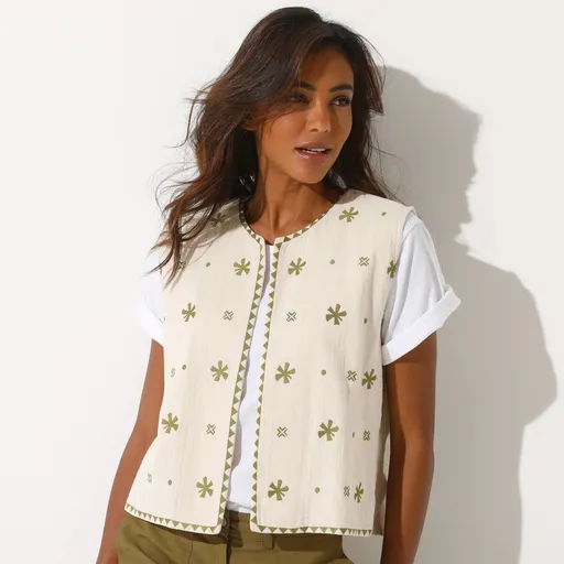 Mušelínová vesta s výšivkou