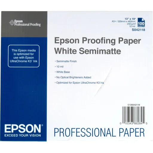 Epson Proofing Paper White Semimatte S042118 C13S042118, 250 g/m2, A3+, 100ks, pololesklý, biely, foto papier