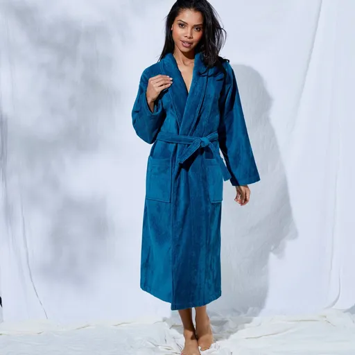 Unisex froté župan so šálovým golierom