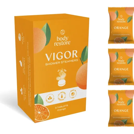 Body Restore Vigor Shower Steamers tablety do sprchy vône Orange 3 ks