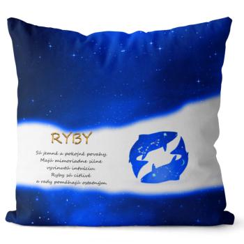 Vankúš Znamenie Ryby (21.2. - 20.3.) - modrý (Veľkosť: 55 x 55 cm)