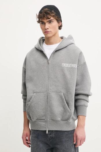 Bavlnená mikina PURPLE BRAND HWT FLEECE ZIP FRONT HOODY pánska, šedá farba, s kapucňou, s potlačou, P460-HHGG125