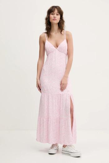 Šaty Hollister Co. biela farba, maxi, áčkový strih, KI359-5064