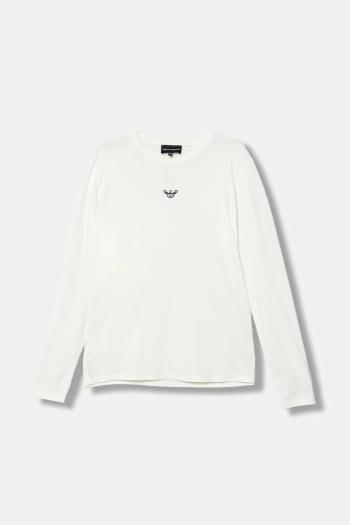 Detská bavlnená košeľa s dlhým rukávom Emporio Armani biela farba, s potlačou, EB000420 AF15013