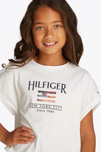 Detské bavlnené tričko Tommy Hilfiger biela farba, KG0KG08525