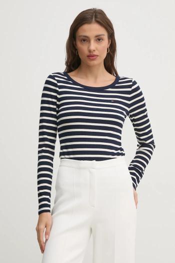 Tričko s dlhým rukávom Tommy Hilfiger dámske, tmavomodrá farba, WW0WW38869
