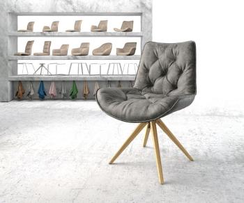 Otočná stolička Taimi-Flex šedá vintage z mikrovlákna s drevenou