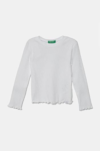 Tričko s dlhým rukávom pre bábätká United Colors of Benetton biela farba, 3F1AG10I0