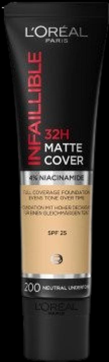 L'ORÉAL PARIS Infaillible 32H Matte Cover 200 Golden Sand, Zmatňujúci make-up 30 ml