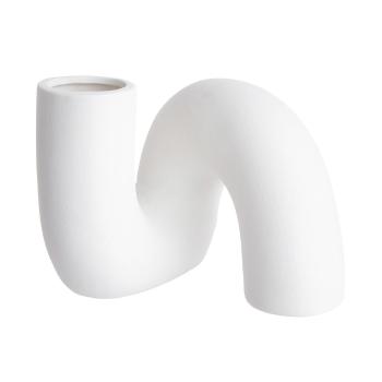PIPE kerámia váza, fehér 16 cm