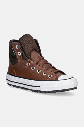 Detské kožené tenisky Converse CHUCK TAYLOR AS BERKSHIRE BOOT hnedá farba, A08442C