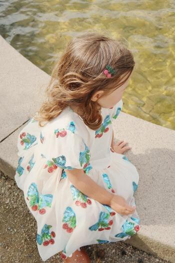 Šaty Konges Sløjd HEARTLILY DRESS GRS béžová farba, mini, áčkový strih, KS103220