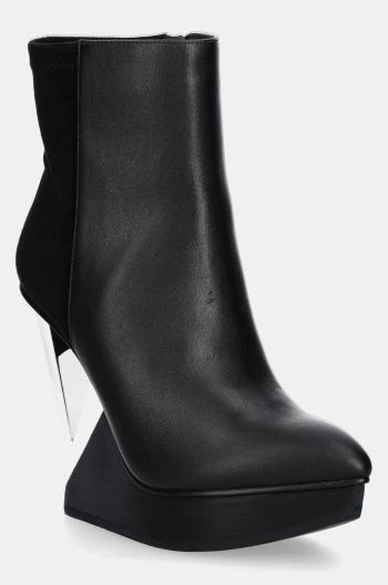 Kožené členkové topánky United Nude Edge Bootie dámske, čierna farba, na kline, 1085622916
