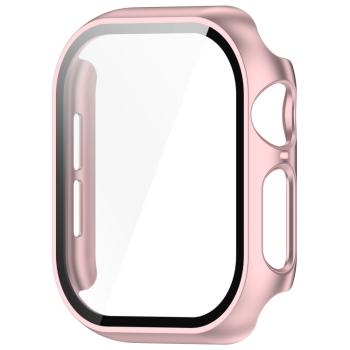 PC FULL COVER Plastový kryt so sklom pre Apple Watch 10 46mm metalický ružový