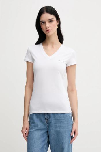 Bavlnené tričko Armani Exchange dámske, biela farba, XW000521 AF10359