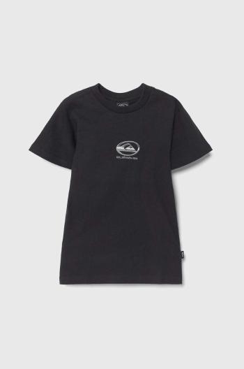 Detské bavlnené tričko Quiksilver CHROME LOGO čierna farba, s potlačou