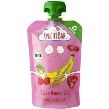 FruchtBar BIO 100 % recykovateľná ovocná kapsička s banánom, višňami a krupicou 100 g (4260133235199)