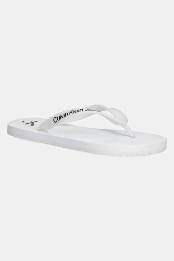Šľapky Calvin Klein Jeans BEACH SANDAL TRANSPARENT TPU biela farba, na plochom podpätku, YW0YW01829