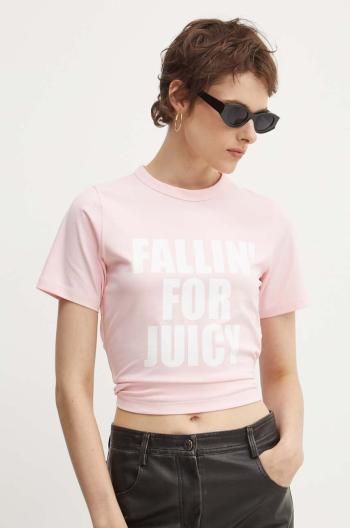 Tričko Juicy Couture FALLIN FOR JUICY FITTED TSHIRT dámske, ružová farba, JCGCT224020