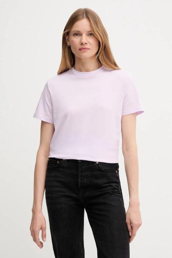 Bavlnené tričko Calvin Klein Jeans dámske, fialová farba, LV047C863G