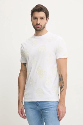 Bavlnené tričko Guess pánske, biela farba, s nášivkou, M5RI46 KBW41