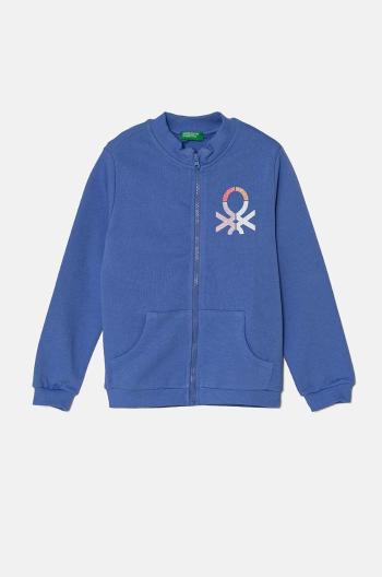 Detská bavlnená mikina United Colors of Benetton fialová farba, s potlačou, 3J70G5037
